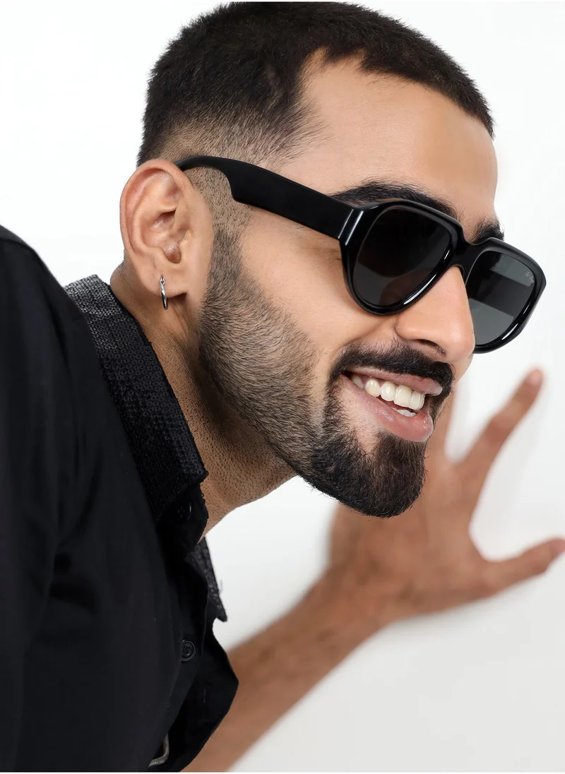 Woggles Red Pappy Lumivista Black Oversized Sunglasses