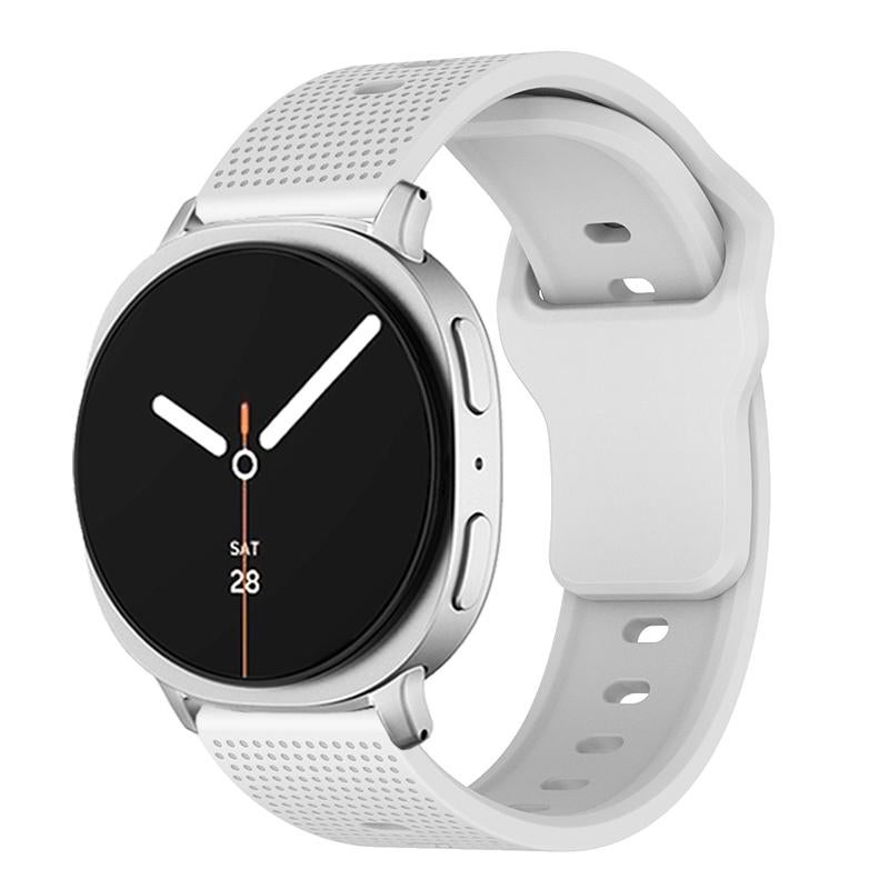 erorex For Samsung Galaxy Watch8 / Watch8 Classic Round Dots Stud Buckle Silicone Watch Band(White) - Image 1