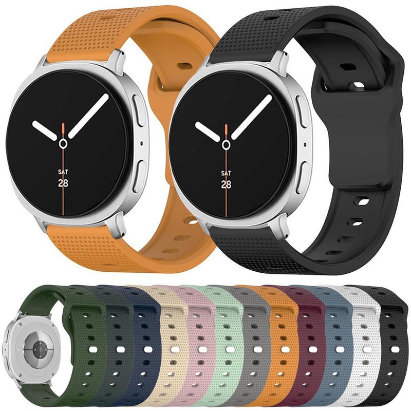 erorex For Samsung Galaxy Watch8 / Watch8 Classic Round Dots Stud Buckle Silicone Watch Band(White) - Image 3