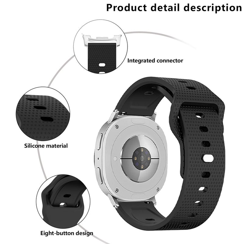 erorex For Samsung Galaxy Watch8 / Watch8 Classic Round Dots Stud Buckle Silicone Watch Band(White) - Image 5