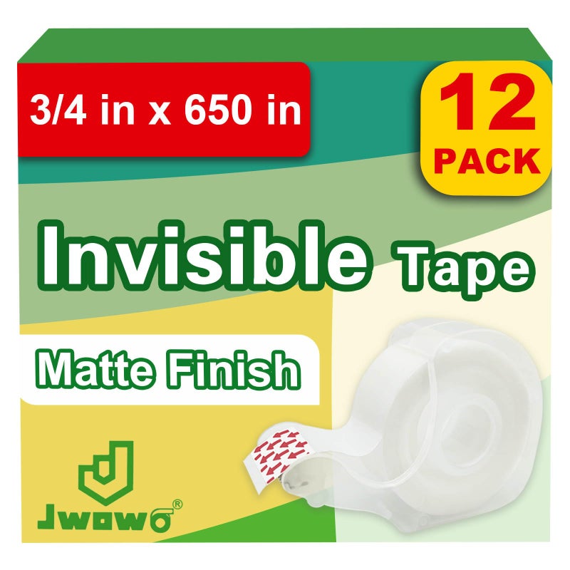 JWOWO Gift Wrap Tape, Back to School Supplies and College Essentials for Students and Teachers, 3/4 in x 650 in, 12 Dispensers/Pack - Image 1