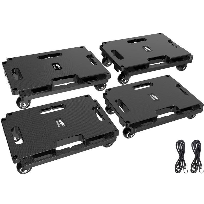 Ronlap Ronlap Furniture Moving Dolly 4 Wheels Heavy Duty Small Flat Dolly Cart with Wheels Interlocking Furniture Movers Dollies for Moving 440 Lbs Capacity Each 4 Pack Black 