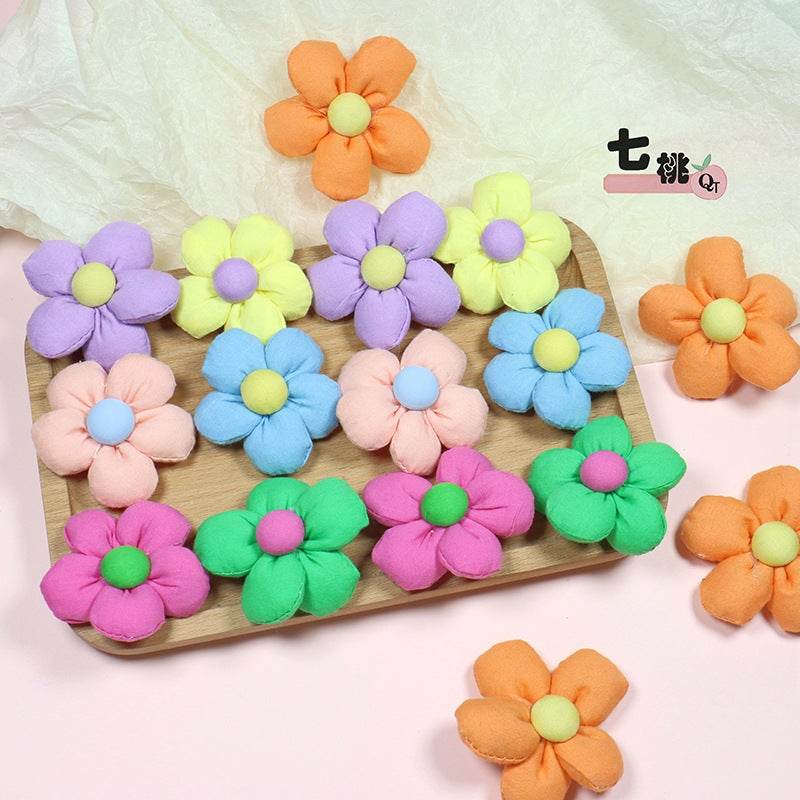 Fabric Five Petal Flower Girls Diy Hair Accessories Fresh Contrast Sunflower Mobile Phone Shell Accessories Shoes And Socks Accessories - Image 4