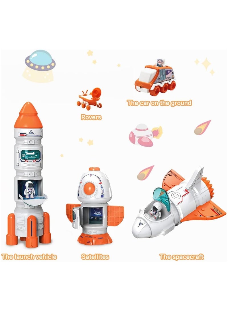 general 5-in-1 space toys for kids, aerospace model space character toys with sound and lights, including space shuttle, astronaut figure, rover, space station - Image 3