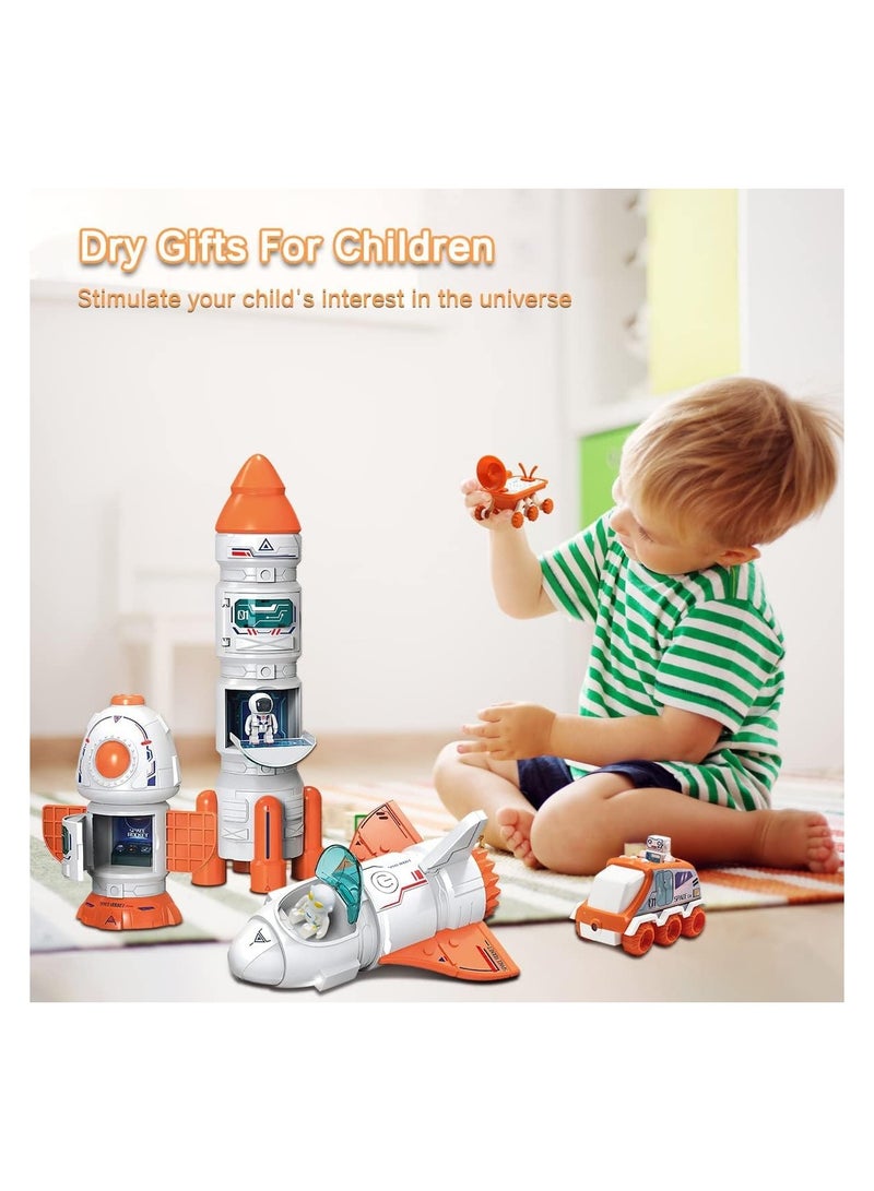 general 5-in-1 space toys for kids, aerospace model space character toys with sound and lights, including space shuttle, astronaut figure, rover, space station - Image 4
