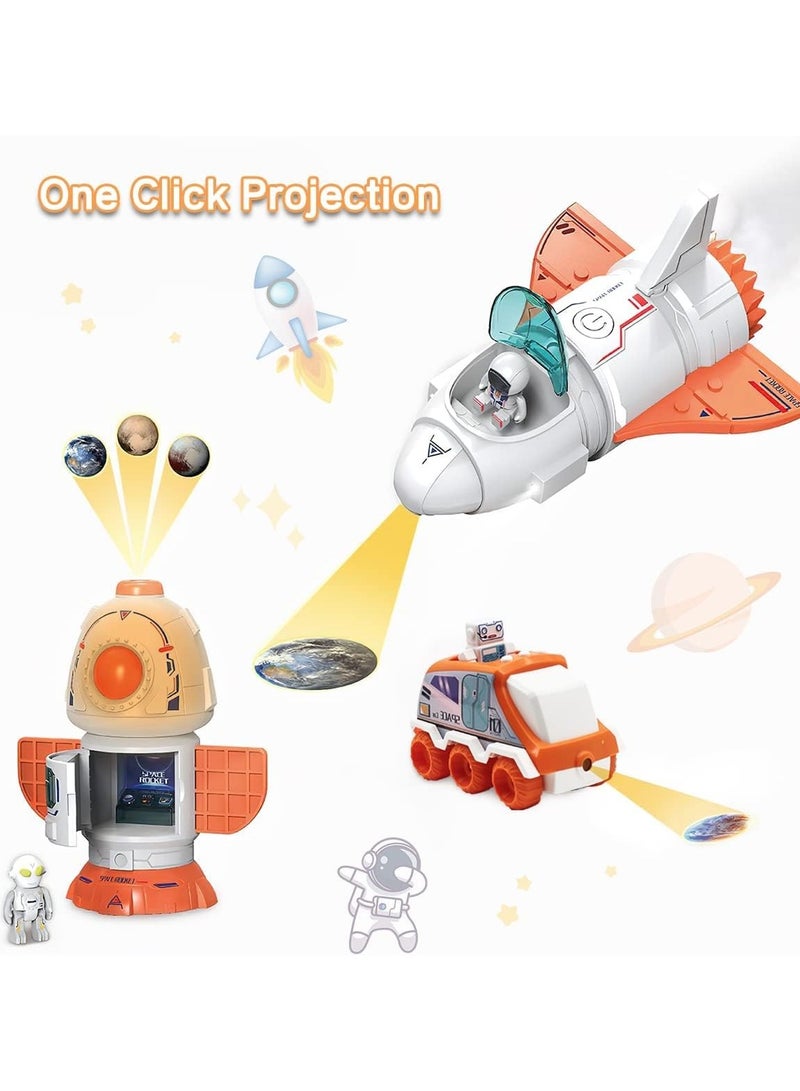 general 5-in-1 space toys for kids, aerospace model space character toys with sound and lights, including space shuttle, astronaut figure, rover, space station - Image 2