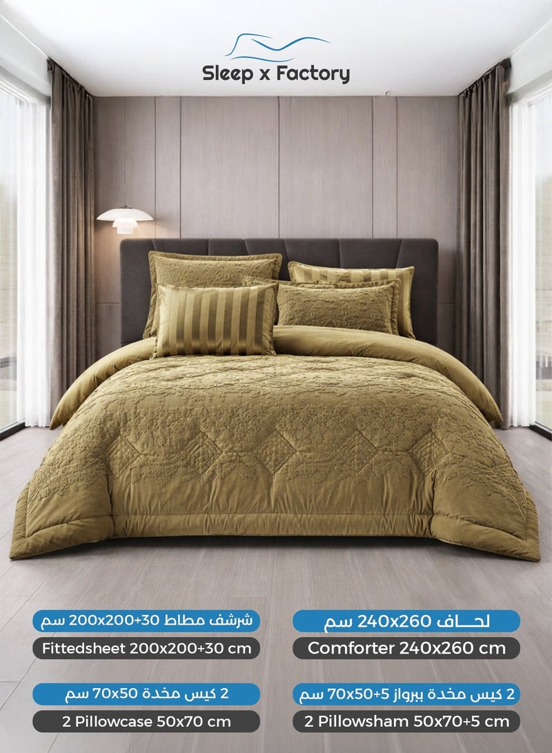 Sleep x Factory Evelyn 6-Piece Winter Velvet Comforter Set – King 240×260 cm - Image 5