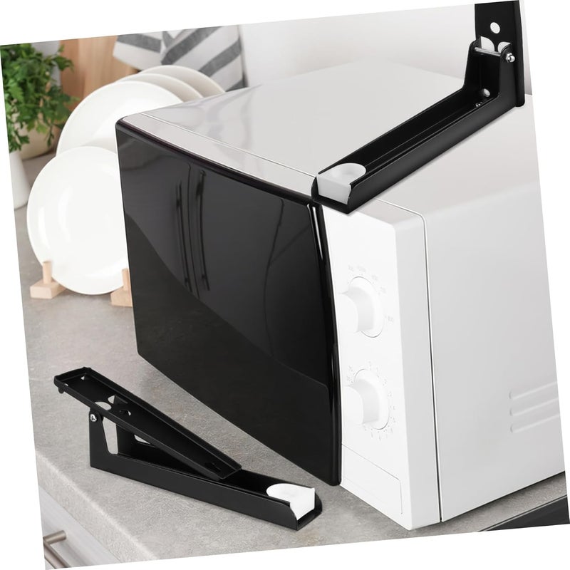 VOSAREA Stainless Steel Microwave Stand Adjustable Wall Mount Bracket Heavy Duty Universal Microwave Shelf for Kitchen Counter Space Saving Suitable for Small Ovens - Image 4