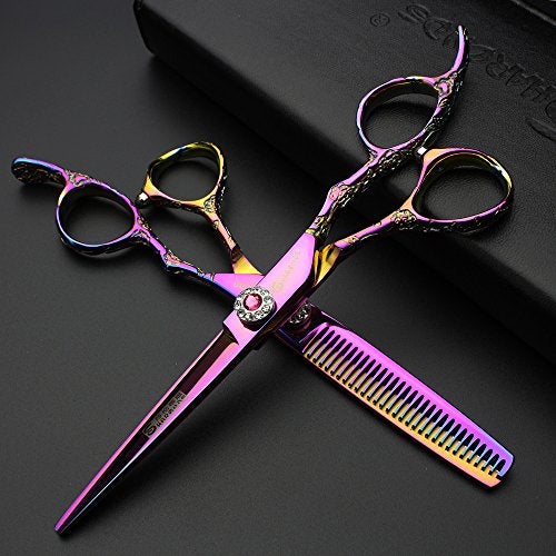 AXEMOORE 678 inch Cutting Thinning Styling Tool Rainbow Hair Scissors Professional Hairdresser Hairdresser Scissors Set 6inch 2pc - Image 3