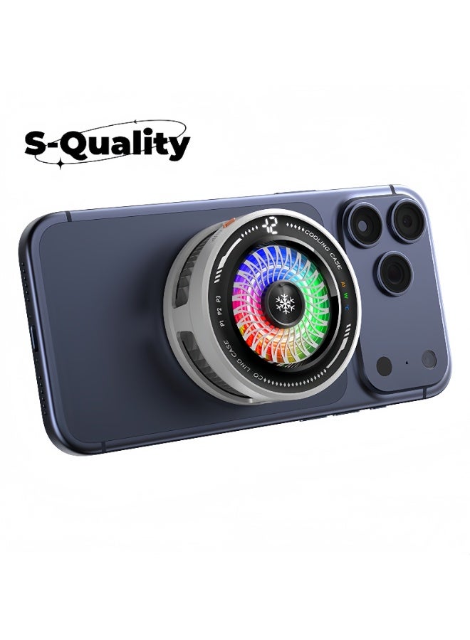 S-Quality Magnetic Phone Cooler with AI Cooling Mode & Digital Temperature Display, Semiconductor Mobile Cooling Fan with Back Clip, Magnetic Ring & Type-C Cable - Image 1