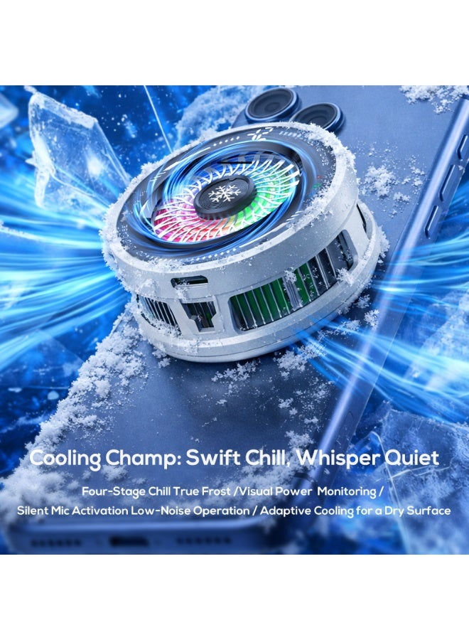 S-Quality Magnetic Phone Cooler with AI Cooling Mode & Digital Temperature Display, Semiconductor Mobile Cooling Fan with Back Clip, Magnetic Ring & Type-C Cable - Image 2