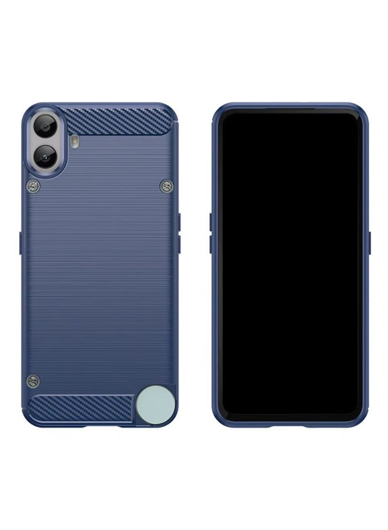 Brushed Carbon Fiber Shockproof Case For Nothing CMF Phone 1 - Blue - Image 2