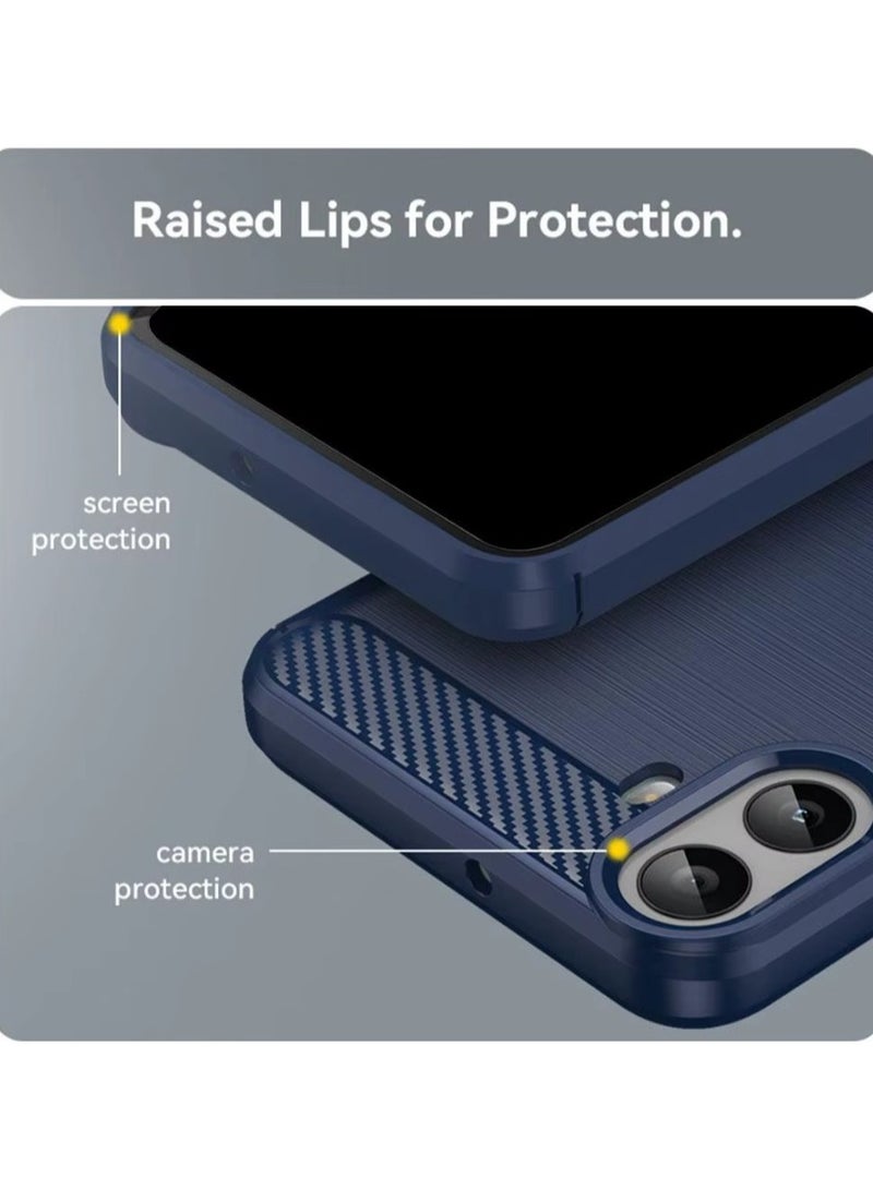 Brushed Carbon Fiber Shockproof Case For Nothing CMF Phone 1 - Blue - Image 5