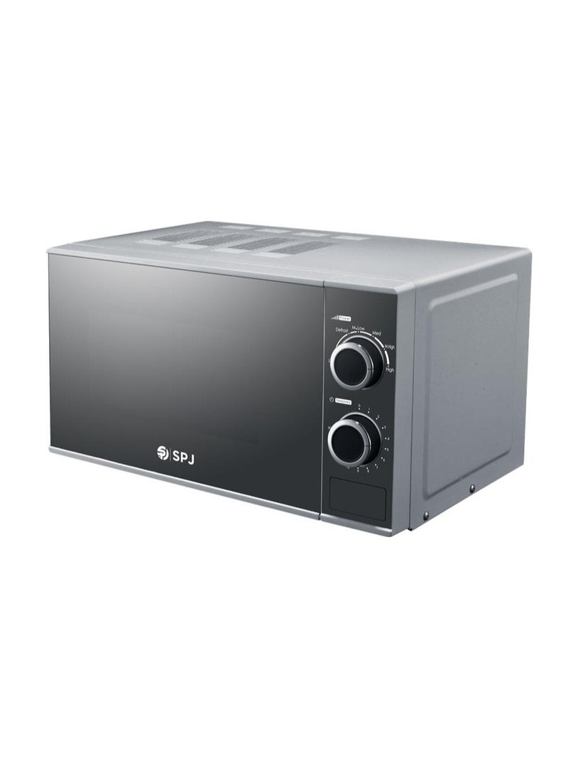اس بي جي فرن ميكروويف SPJ سعة 20 لتر، 700 وات مع 6 مستويات طاقة، وظيفة إزالة الجليد، مؤقت 30 دقيقة، سهل الاستخدام، الأفضل للمنزل والمكتب، اللون - فضي، MWSLU-20L003 - Image 1