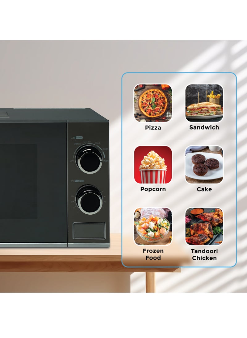 SPJ - SPJ Microwave Oven 20L, 700W With 6 Power Levels, Defrost Function, 30 Minutes Timer, Easy to Use, Best for Home & office, Color - SILVER, MWSLU-20L003 - Image 1