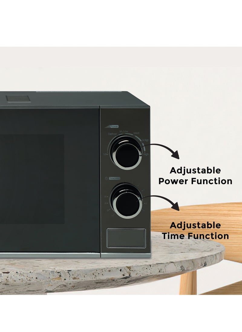SPJ - SPJ Microwave Oven 20L, 700W With 6 Power Levels, Defrost Function, 30 Minutes Timer, Easy to Use, Best for Home & office, Color - SILVER, MWSLU-20L003 - Image 1