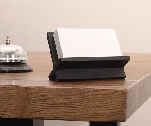 Toros.Store TOROS store Business Card Holder for Desk - Black Wood Small Cards Holders, Professional Desktop Business Card Stand Display, Wooden Name Card Holder, Modern Design Office Business Cards Holder - Image 2