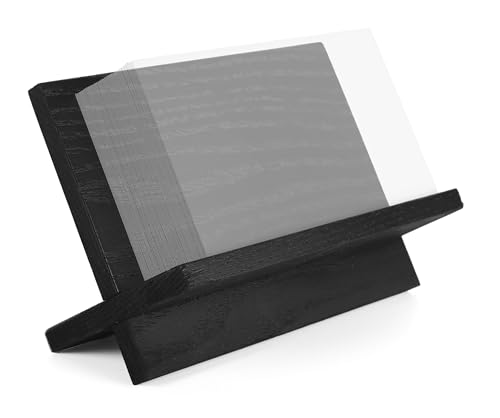Toros.Store TOROS store Business Card Holder for Desk - Black Wood Small Cards Holders, Professional Desktop Business Card Stand Display, Wooden Name Card Holder, Modern Design Office Business Cards Holder - Image 1