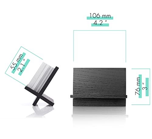 Toros.Store TOROS store Business Card Holder for Desk - Black Wood Small Cards Holders, Professional Desktop Business Card Stand Display, Wooden Name Card Holder, Modern Design Office Business Cards Holder - Image 3