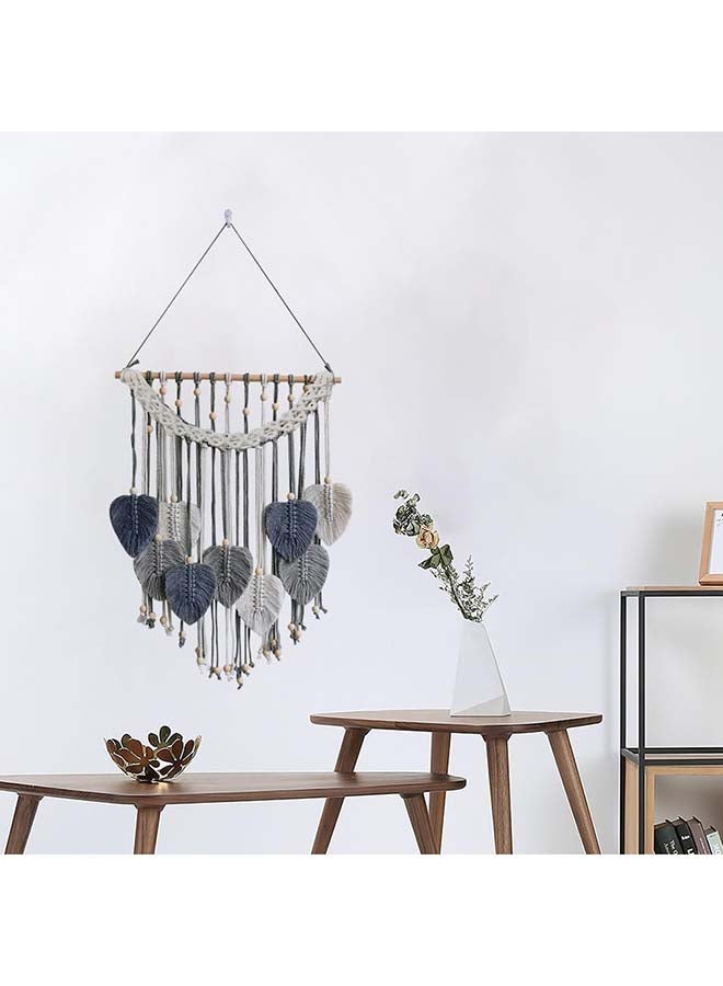 Antikiano Macrame feather Wall Hanging Boho Leaves Macrame Tapestry Wall Decor Handmade gray - Image 4