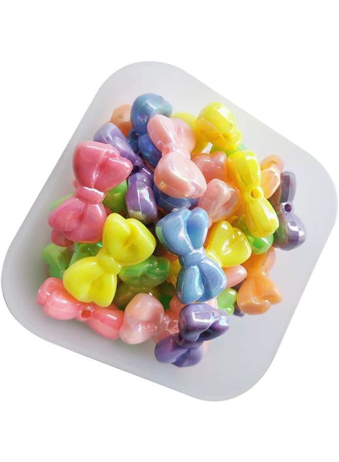 50psc Bow Tie Beads AB Color Acrylic Beads for Bracelets Necklace and DIY Jewelry Making