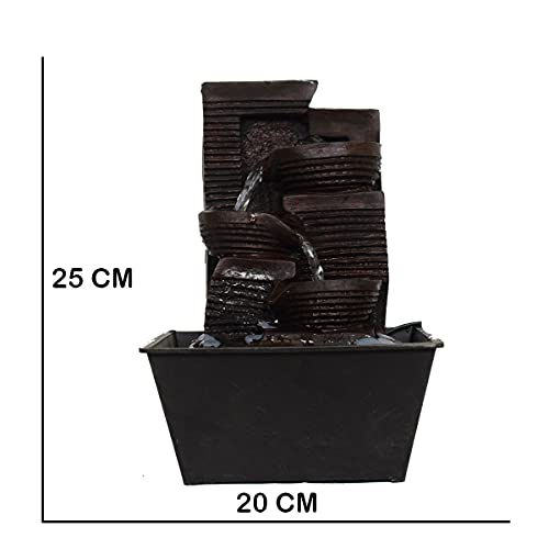 Briovy Waterfall Fountain Indoor Home Decor Polyresin Indoor/Outdoor Water Fountains with LED Lights, Home Decor, Decoration Living Room, Birthday Gift, (FN22) (Design 5) - Image 3