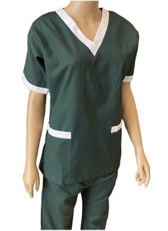 Rannah's Uniform V-Neck Scrub Suit for Nurses and Housekeepers, Short Sleeve with White Piping  - Image 2