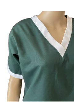 Rannah's Uniform V-Neck Scrub Suit for Nurses and Housekeepers, Short Sleeve with White Piping  - Image 3
