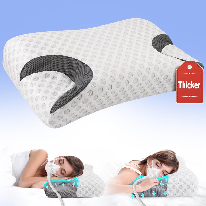 IKSTAR CPAP Pillow for Side Sleeper, Sleep Apnea Pillow for Sleeping, CPAP Nasal Pillows Suit for All CPAP Masks User, Cervical Memory Foam Neck Support Pillow Relief Neck Pain for Side Back Sleepers - Image 1