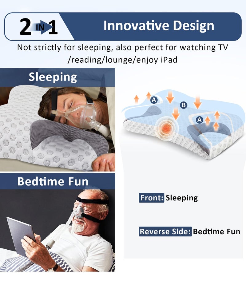 IKSTAR CPAP Pillow for Side Sleeper, Sleep Apnea Pillow for Sleeping, CPAP Nasal Pillows Suit for All CPAP Masks User, Cervical Memory Foam Neck Support Pillow Relief Neck Pain for Side Back Sleepers - Image 4