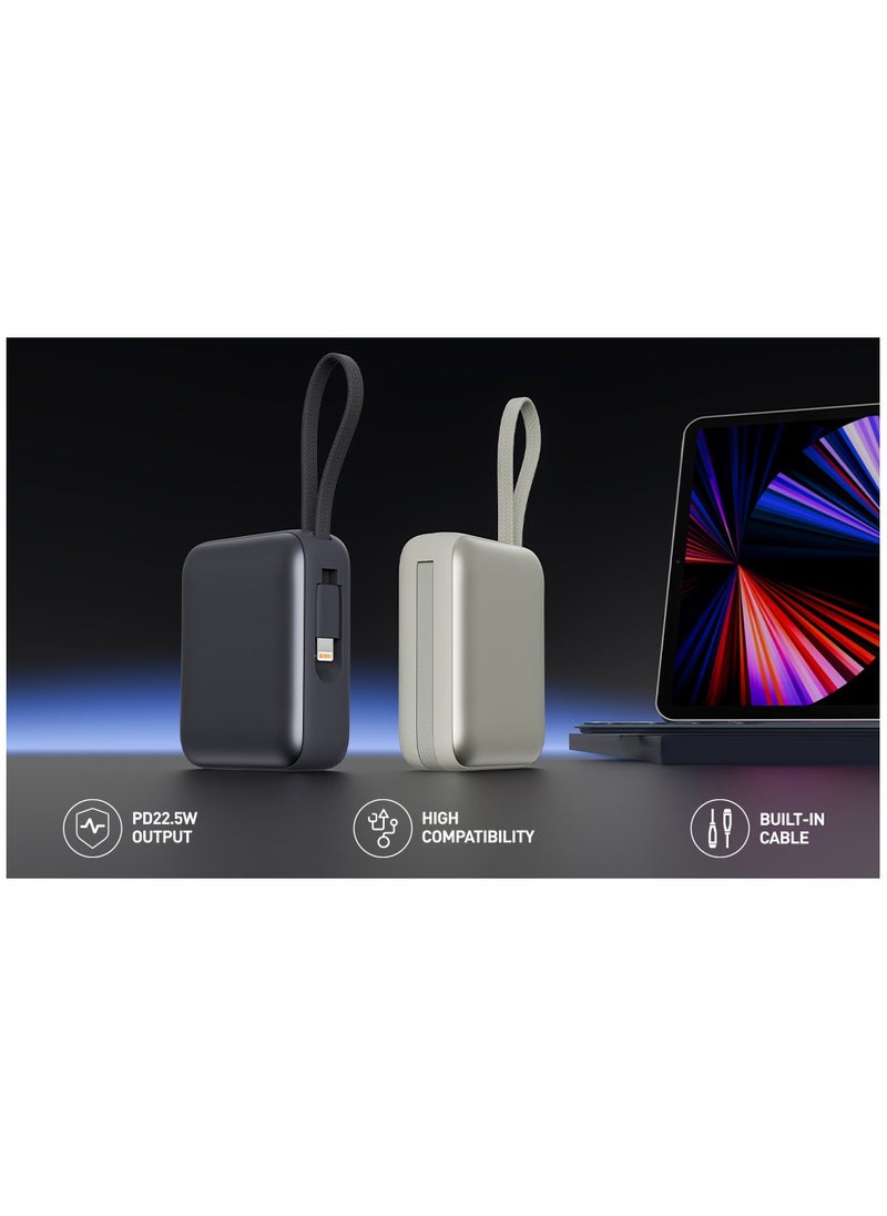 iOsuite Mini size Power Bank 10,000 mAh PD 22.5W Fast Charging with Type C cable and Lightning cable and 1*USB C Port - Silver - T179LFSIL  - Image 4