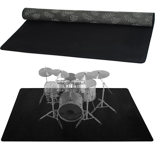 TORIBIO Drum Rug, 5X 6 Ft Drum Mat Carpet Music Rug with Non-Slip Bottom, Soundproof Electrical Pads for Drummers, Black - Image 1