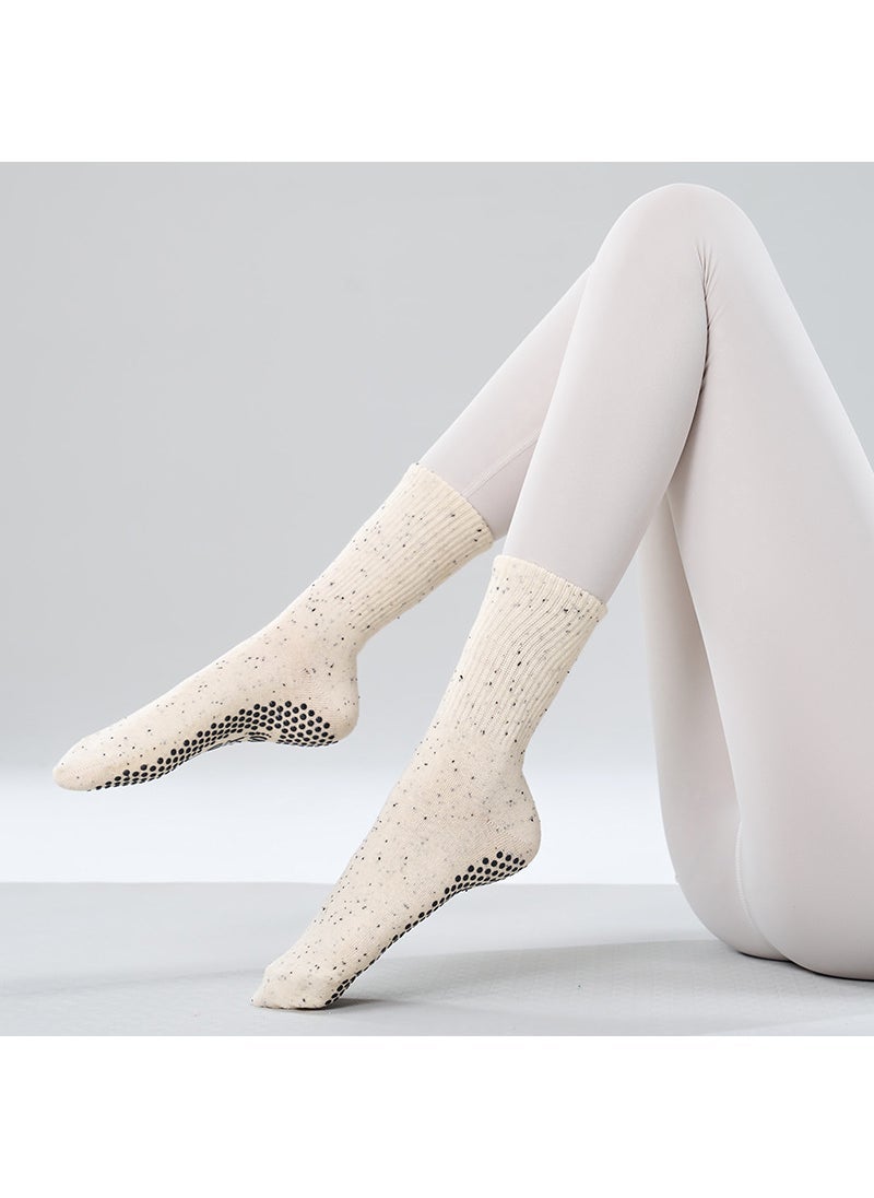 KUYING Premium Non-Slip Pilates Socks Cotton Sweat-Absorbent Yoga Embellished with white