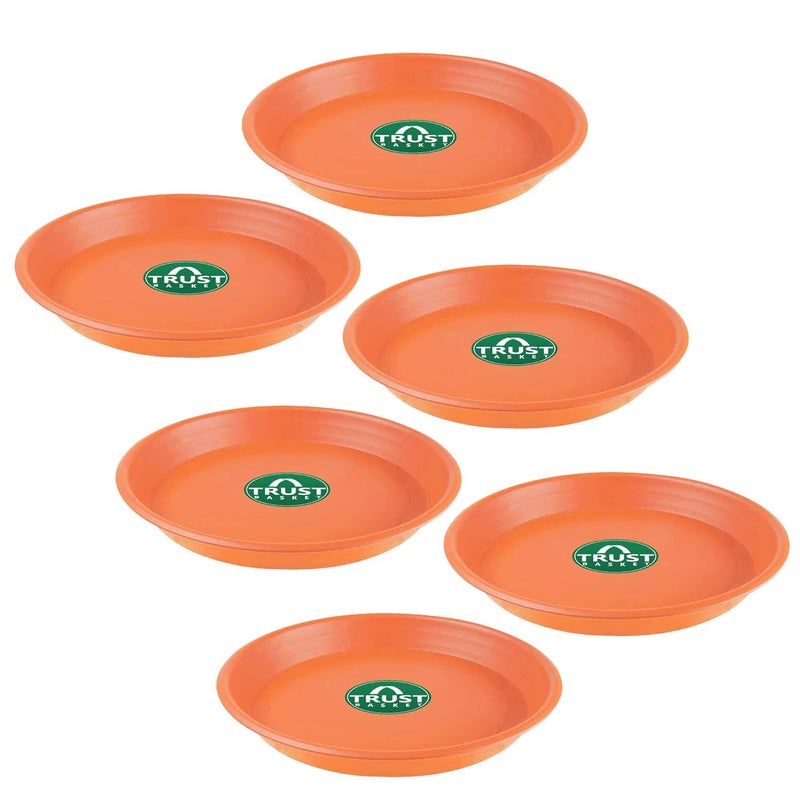 TrustBasket TrustBasket UV Treated Round Bottom TrayPlateSaucer Suitable for 10 inch Round Plastic PotTerracotta ColorSet of 6 Heavy Duty Highly Durable Plant saucer Gamla for Indoor Home Decor Outdoor Balcony Garden  - Image 1