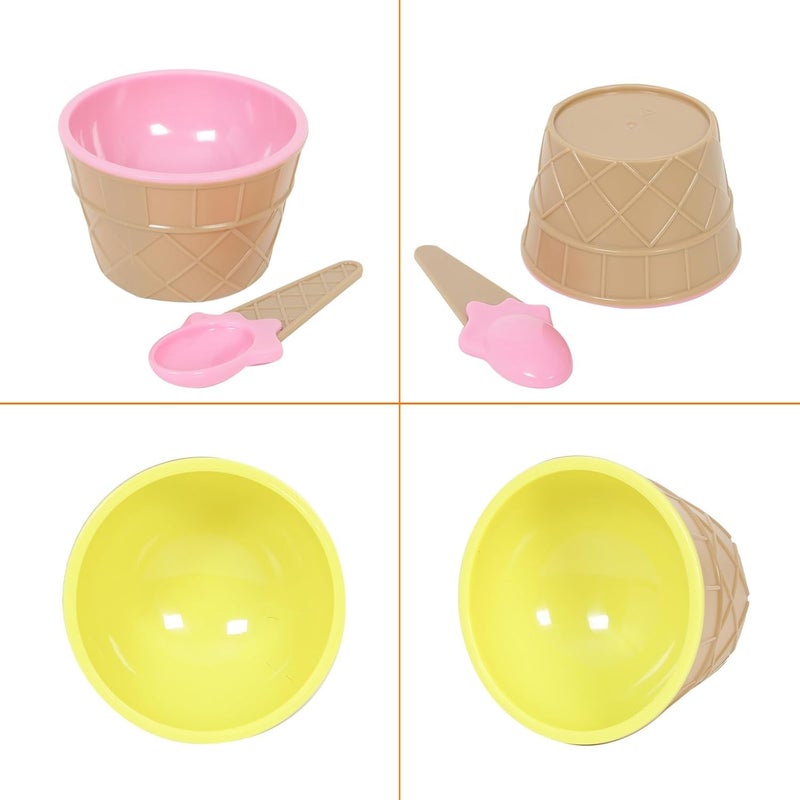 Hbaushun 6 Pack Plastic Ice Cream Bowls with Spoons,Reusable Plastic ice Cream Cups,Cartoon Candy Colorice Cream Bowls Set for Sundae Frozen Yogurt Summer Holiday Parties - Image 5