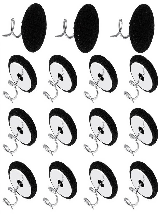 XLIUAX 24 Pack Upholstery Pins, Flax Covered Bed Skirt Pins Mini Button Twist Pin Fabric Holders for Securing Bed Skirts Sofa Covers Armchair Caddies Armrest Covers, Black - Image 1