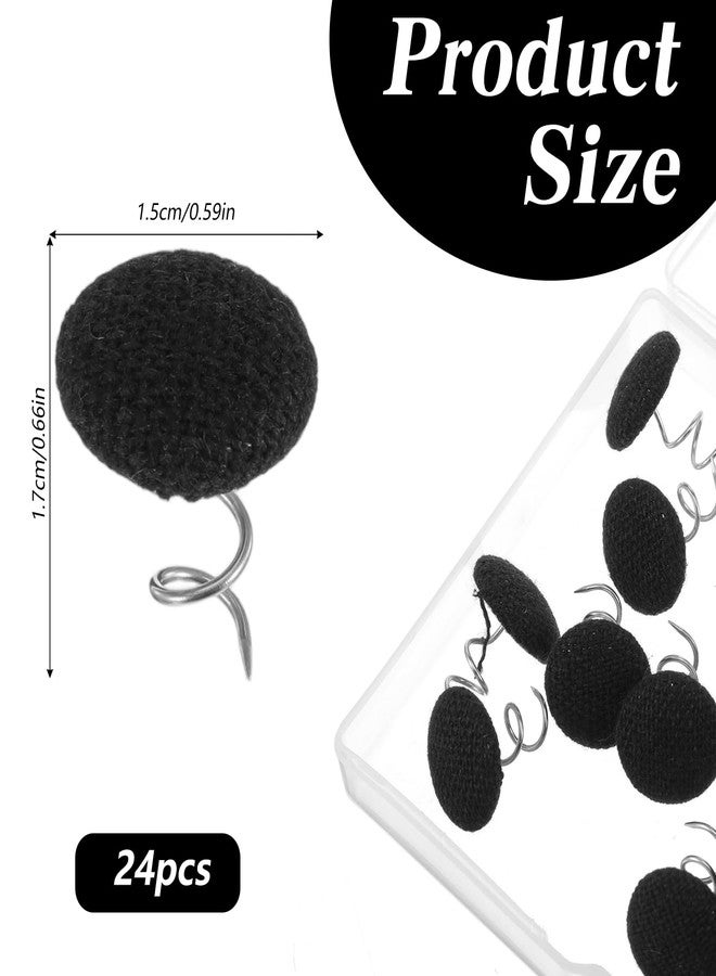 XLIUAX 24 Pack Upholstery Pins, Flax Covered Bed Skirt Pins Mini Button Twist Pin Fabric Holders for Securing Bed Skirts Sofa Covers Armchair Caddies Armrest Covers, Black - Image 5