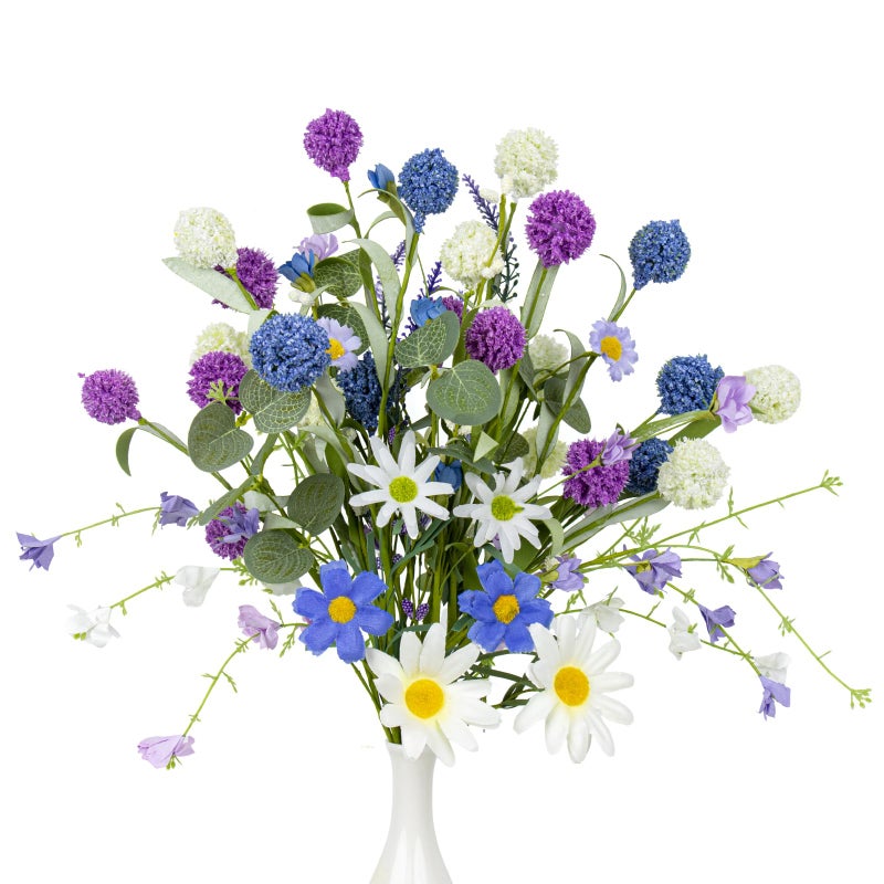 J'FLORU JFLORU Artificial Spring Flowers 12 Pack Spring Floral Picks 17 Inch Flower Stems with Blue White Purple Dandelions for Spring Summer Easter Flower Arrangements Centerpieces - Image 2