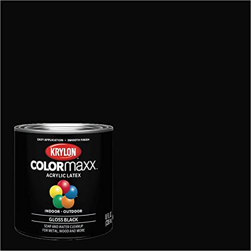 Krylon K05605007 COLORmaxx Acrylic Latex Brush On Paint for Indoor/Outdoor Use, ½ Pint, Gloss Black - Image 2
