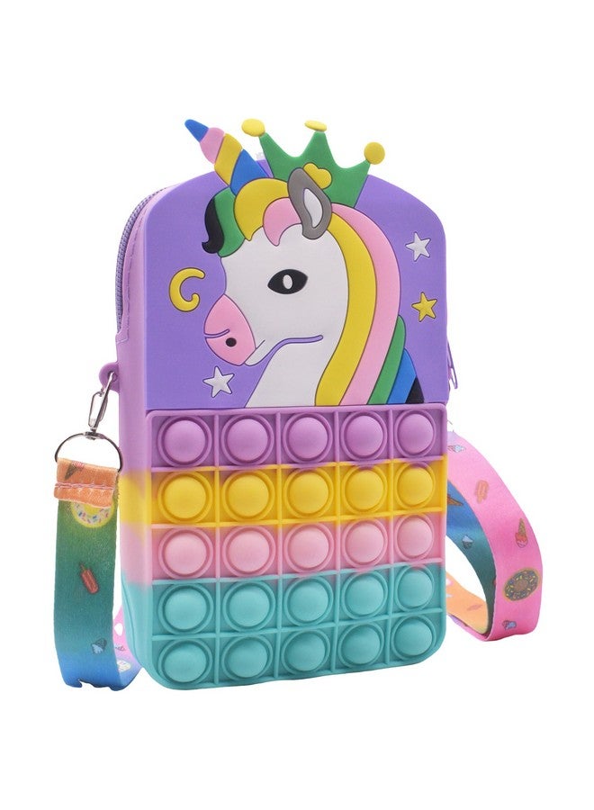 Kiditos Kiditos Pop It Bag Unicorn Bag Sling Bag Toy for Girls Kids, Pop It Bag for Girls, Pop It Fidget Toy Shoulder Bag Stress Relief Toy, Multi  - Image 1