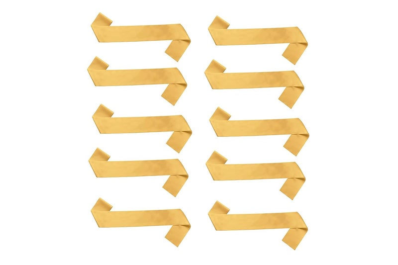 Hubops Plain Gold Sash for Party DIY Plain Sash Party Accessory for Wedding White Party Decoration Stain Gold Sash Gold Pack of 10 pcs - Image 1