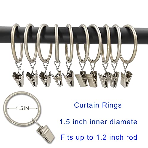 LLPJS 40 Pack Metal Curtain Rings with Clips, Curtain Clip Rings Hooks for Hanging Drapery Drapes Bows, Curtain Rod Rings 1.5 inch Interior Diameter, Matte Silver - Image 5