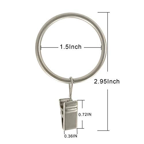 LLPJS 40 Pack Metal Curtain Rings with Clips, Curtain Clip Rings Hooks for Hanging Drapery Drapes Bows, Curtain Rod Rings 1.5 inch Interior Diameter, Matte Silver - Image 2