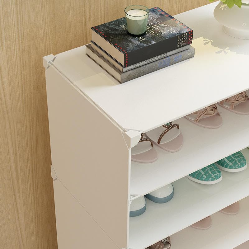 Whitecloud TRANSFORMING HOMES Whitecloud TRANSFORMING HOMES 6-Tier Shoe Rack Organizer with Doors Free Standing Portable Storage Unit White 61x31x93cm (SHC-068)  - Image 4