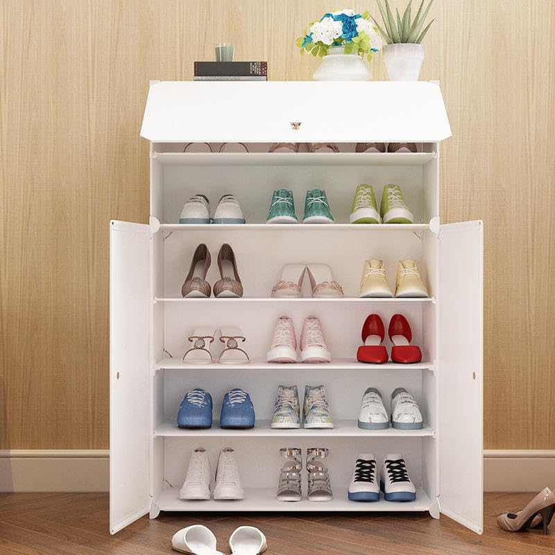 Whitecloud TRANSFORMING HOMES Whitecloud TRANSFORMING HOMES 6-Tier Shoe Rack Organizer with Doors Free Standing Portable Storage Unit White 61x31x93cm (SHC-068)  - Image 3