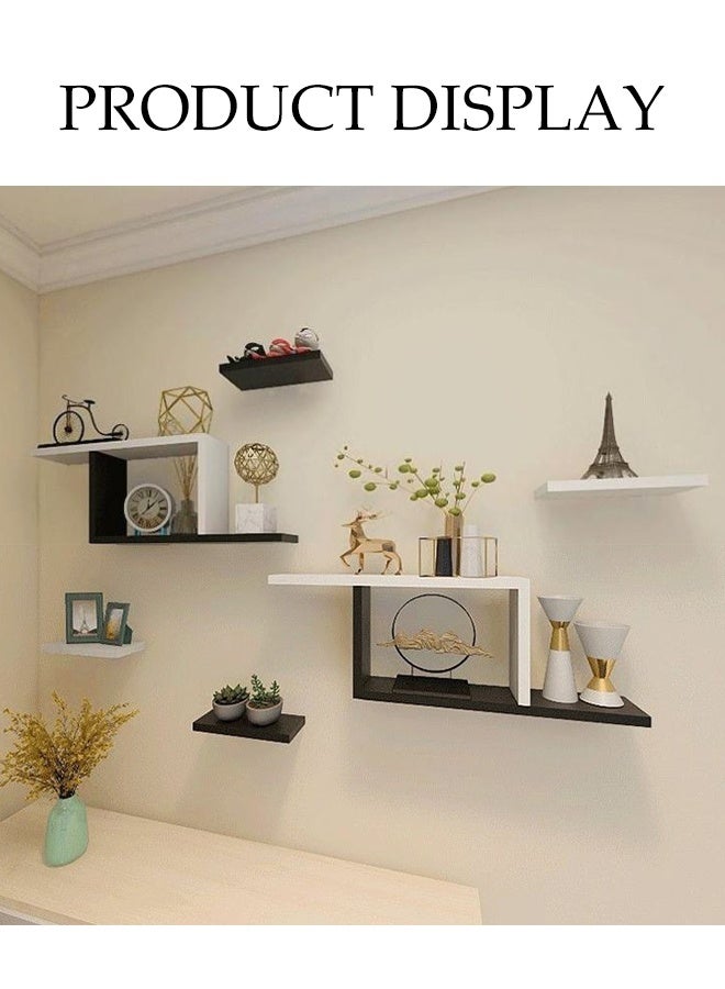 DUNISO Wooden Storage Rack，Decorative Wall Shelves， Display Rack,Non Perforated Bookshelf，Suitable for Living Rooms, Bedrooms, and Offices，Black  - Image 3