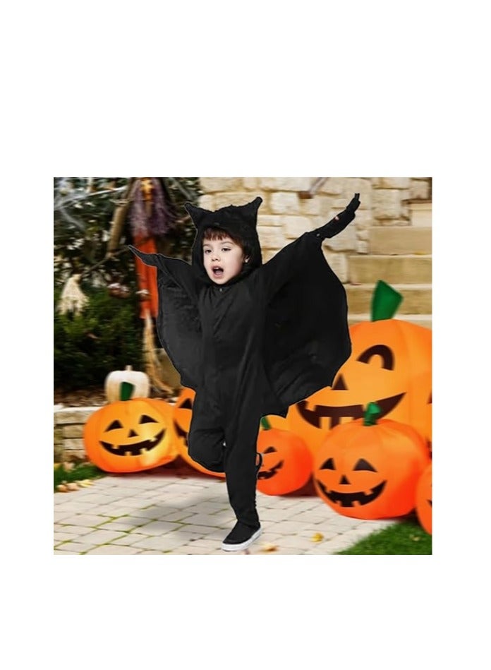 Kids Bat Costume For Boys Halloween Costume Girls Hooded Jumpsuit with Wings For Halloween Trick or Treat（XL,135-150cm） - Image 3
