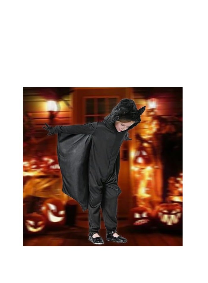 Kids Bat Costume For Boys Halloween Costume Girls Hooded Jumpsuit with Wings For Halloween Trick or Treat（XL,135-150cm） - Image 5
