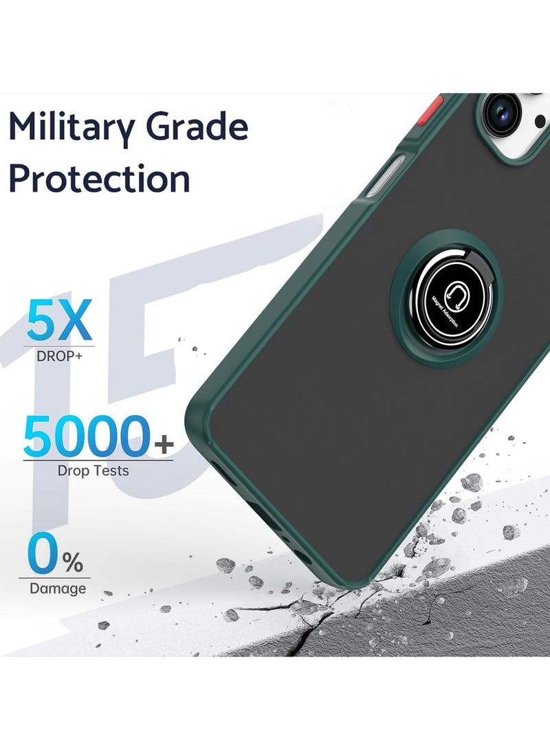 Case for Samsung Galaxy A06 Rotational Metal Ring Kickstand Cover Anti Fingerprint Scratch Resistance Shockproof Matte Finish Hard Back Case Magnetic Car Mount Cover for Samsung Galaxy A06 - Image 5