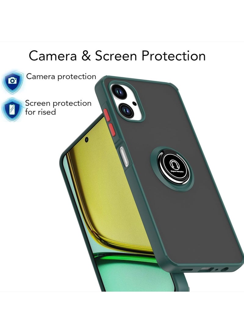 Case for Samsung Galaxy A06 Rotational Metal Ring Kickstand Cover Anti Fingerprint Scratch Resistance Shockproof Matte Finish Hard Back Case Magnetic Car Mount Cover for Samsung Galaxy A06 - Image 3
